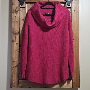 Tahari Pink Merino Wool Cowl Neck Sweater XL